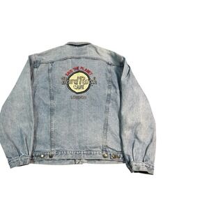 VTG Hard Rock Cafe Denim Jacket London Size‎ L Great 100% Cotton Amazing Shape